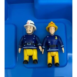 Fireman Sam Action Figure Lot Sam and Station Officer Steele Blue Yellow Uniform